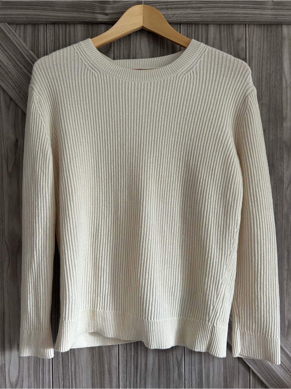 Vince Cashmere Cotton Crossover Tie Back Ribbed Sweater Ivory Cream Small